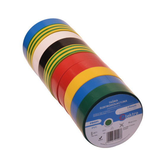 Taśma izolacyjna 19x5m mix kolor (5+1szt) Elektro