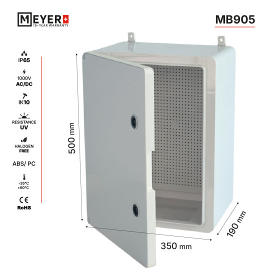 Obudowa Kappa 50x35x19 MB905 IP65 d.pełne+płyta perforowana 