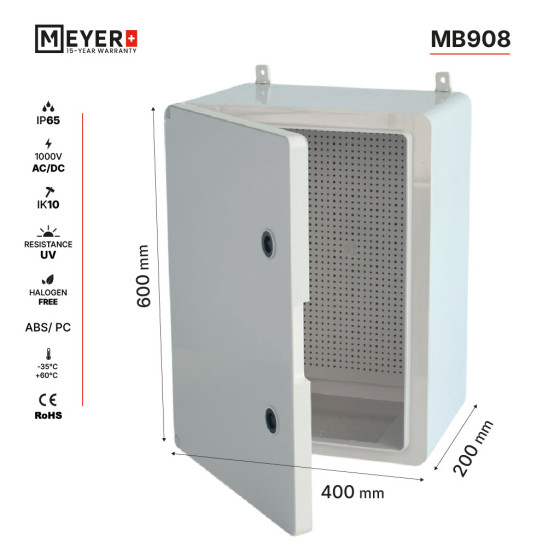 Obudowa Kappa 60x40x20 MB908 IP65 d.pełne+płyta perforowana 