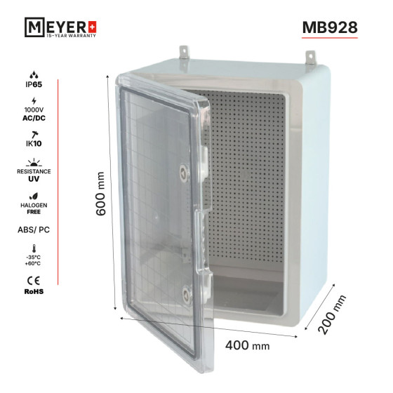 Obudowa Kappa 60x40x20 MB928 IP65 d.transparentne+płyta perforowana. 