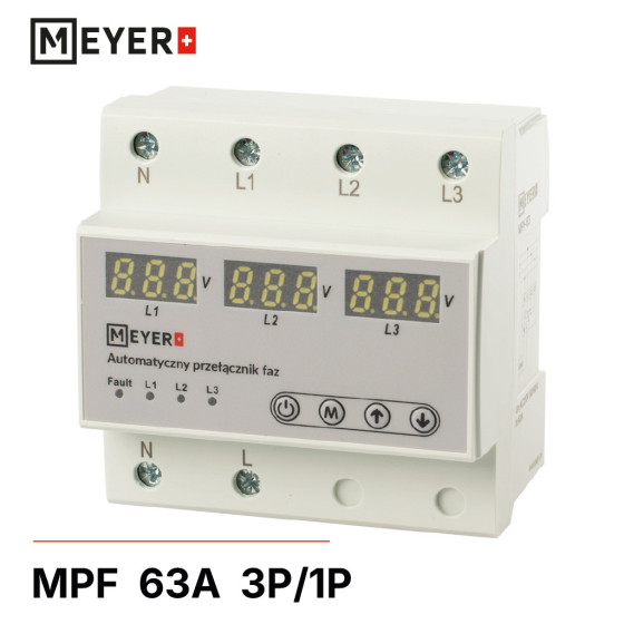 Przełącznik faz MPF-63 63A automatyczny LCD